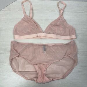 Express Sheer Soft Pink Bralette & Brief Set - Lightweight Women's Intimates